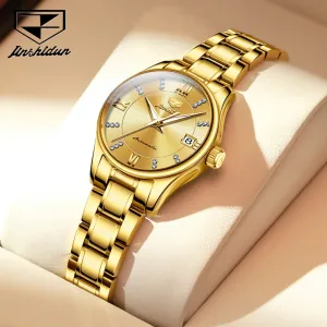 JSDUN 8933 Auto Date Mechanical Watch For Women Luxury Stainless Steel Diamond Woman Watches Deep Waterproof