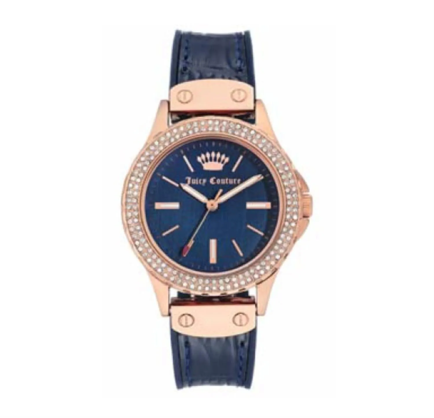 Juicy Couture with 38X38 MM Blue Round Dial Silicone Band Strap; JC-1008RGNV