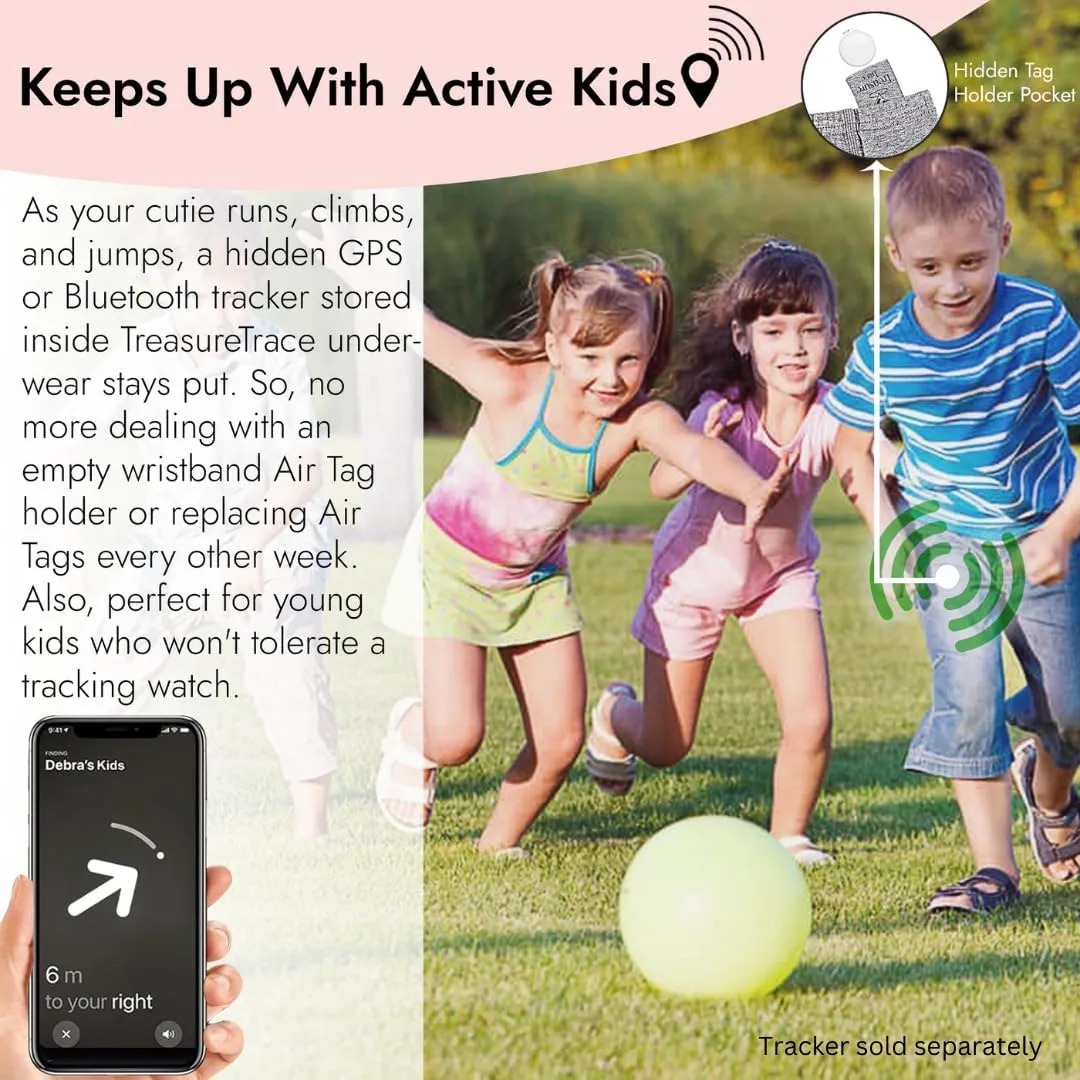 Kids Air Tag Holder (2-pk Hidden Pocket Underwear - Alt to Kids Tracking Watch & Toddler Tracking)
