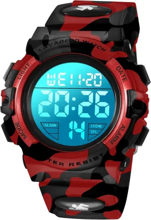 Kids Watch,Boys Watch for 3-12 Year Old Boys,Digital Sport Outdoor Multifunctional Chronograph LED 50 M Waterproof Alarm Calendar Analog Watch for Children with Silicone Band