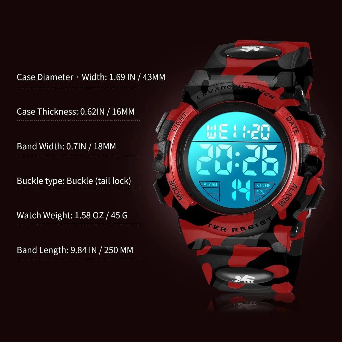 Kids Watch,Boys Watch for 3-12 Year Old Boys,Digital Sport Outdoor Multifunctional Chronograph LED 50 M Waterproof Alarm Calendar Analog Watch for Children with Silicone Band