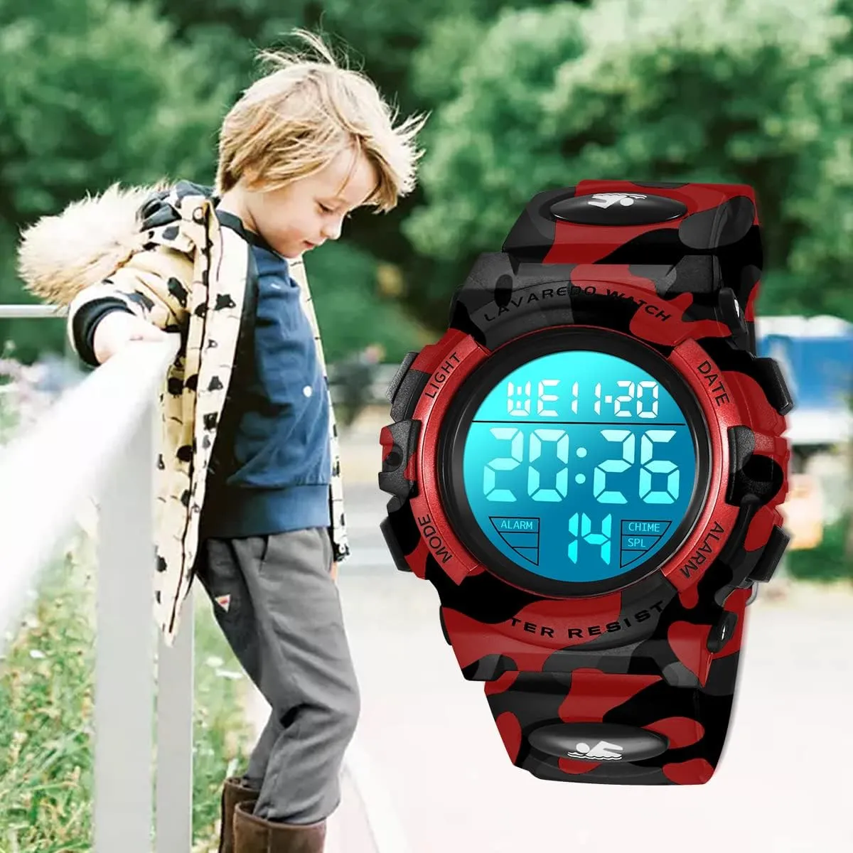 Kids Watch,Boys Watch for 3-12 Year Old Boys,Digital Sport Outdoor Multifunctional Chronograph LED 50 M Waterproof Alarm Calendar Analog Watch for Children with Silicone Band