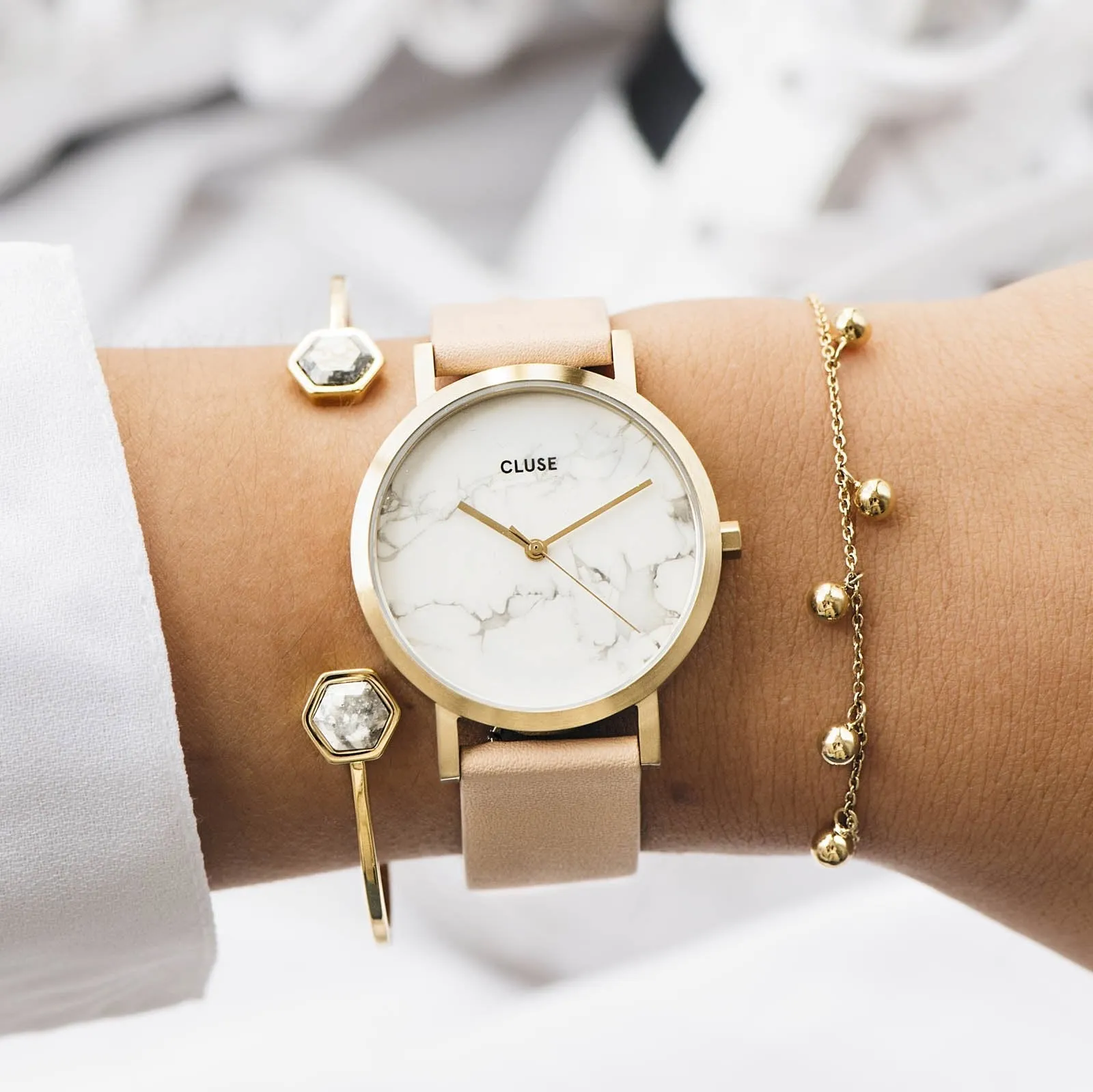 La Roche Petite Leather Nude, Gold Colour