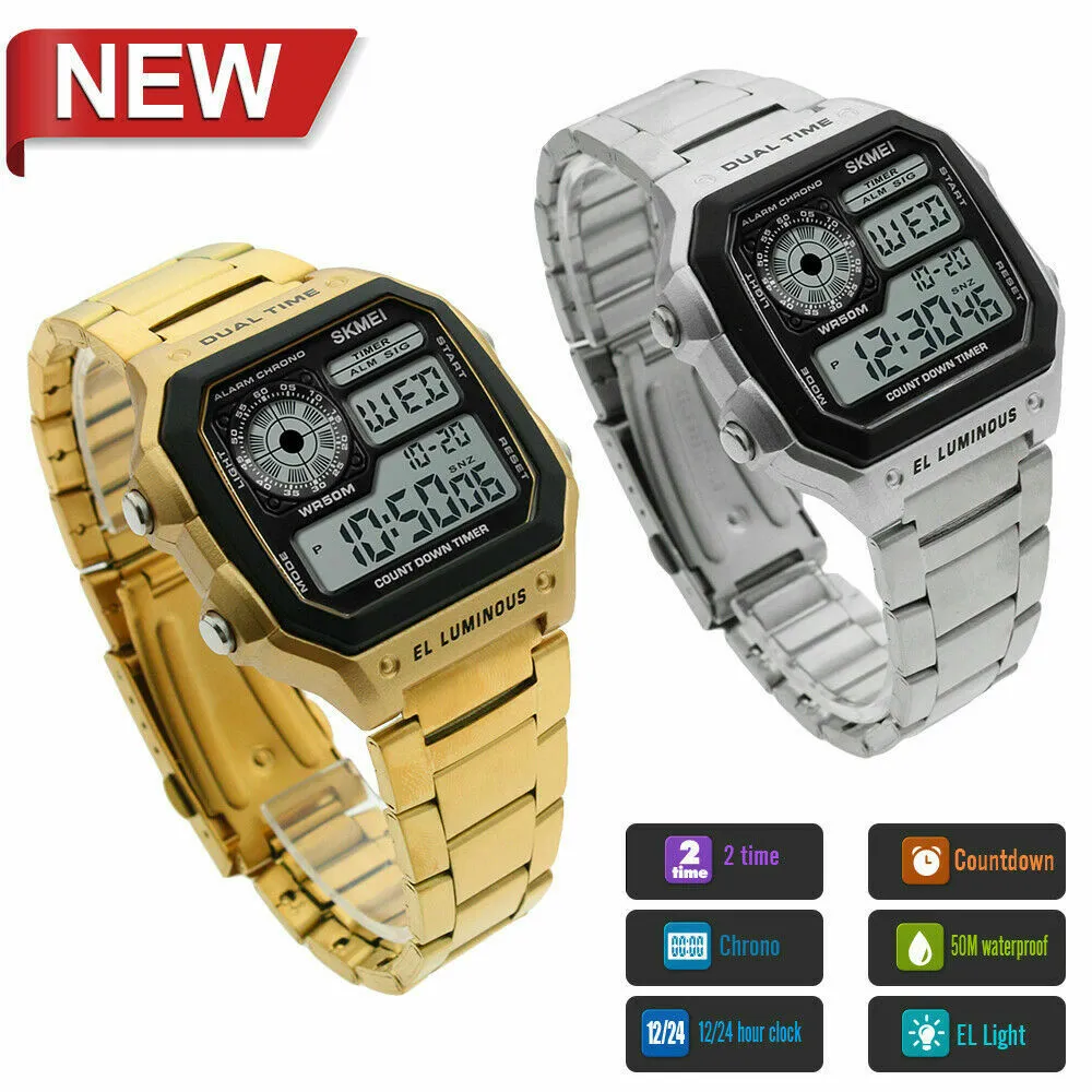 LED Digital Watch Waterproof Alarm Chronograph Sport Watches for Men