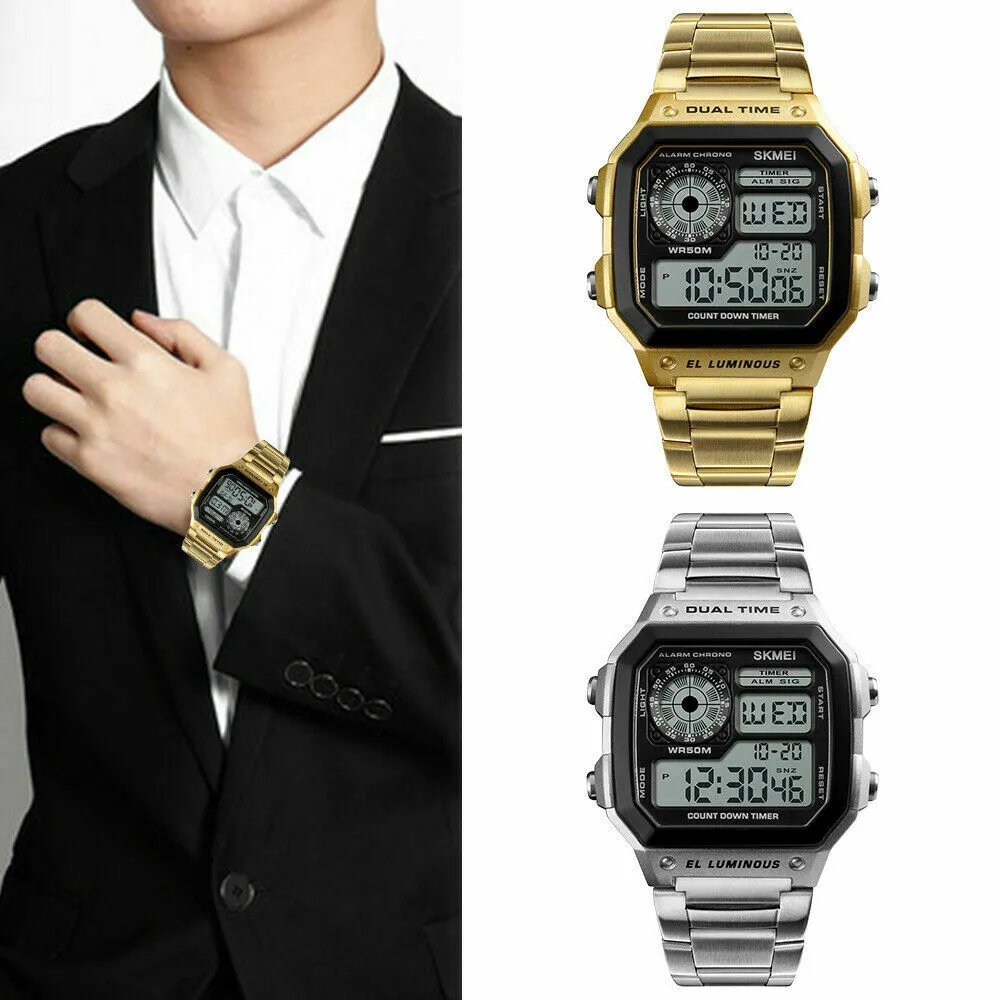 LED Digital Watch Waterproof Alarm Chronograph Sport Watches for Men
