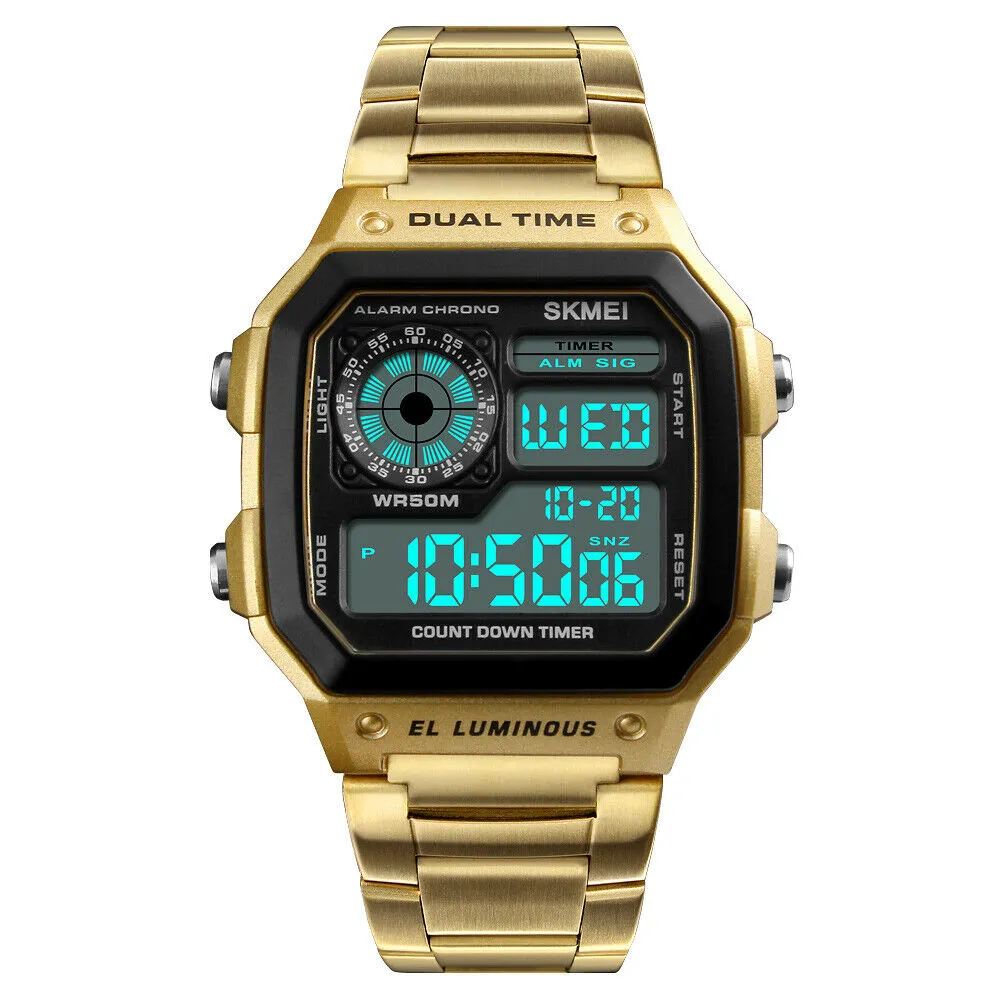 LED Digital Watch Waterproof Alarm Chronograph Sport Watches for Men
