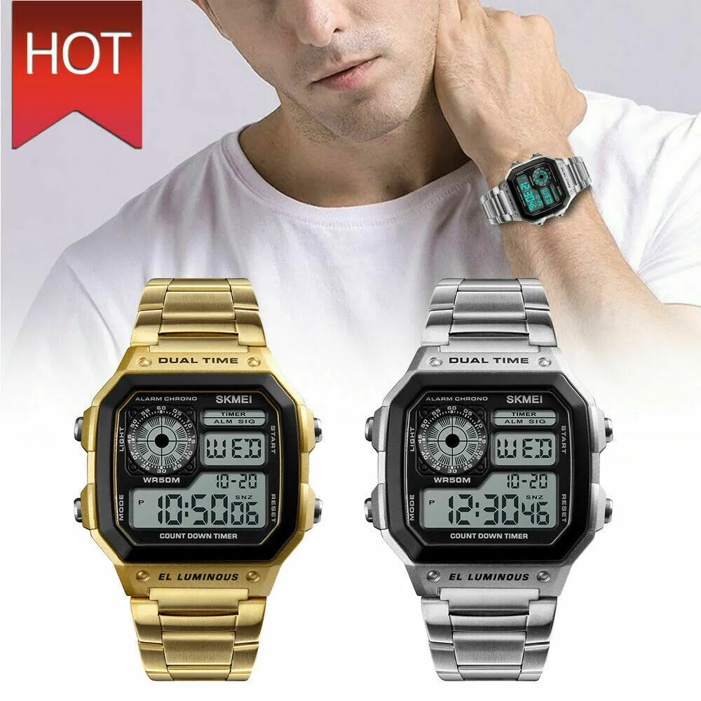 LED Digital Watch Waterproof Alarm Chronograph Sport Watches for Men
