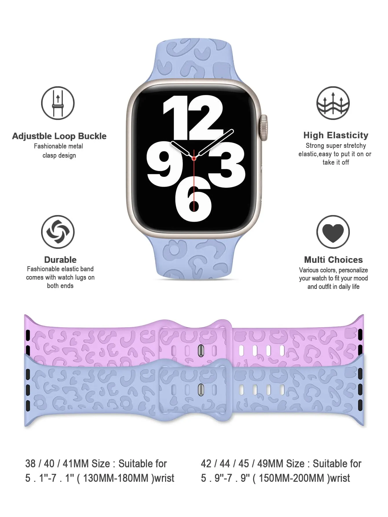 Leopard Stamped Silicone Apple Watch Band