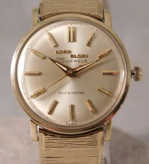 Lord Elgin 25 Jewel Automatic 10k Gold Filled Vintage 1950's Mens Watch....33mm