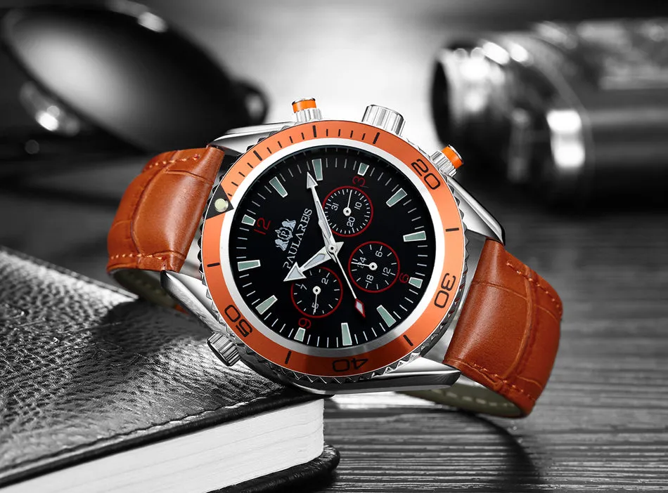 Luxury Automatic Bond Chrono Watch - Leather Strap