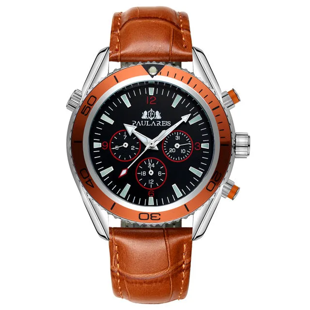 Luxury Automatic Bond Chrono Watch - Leather Strap