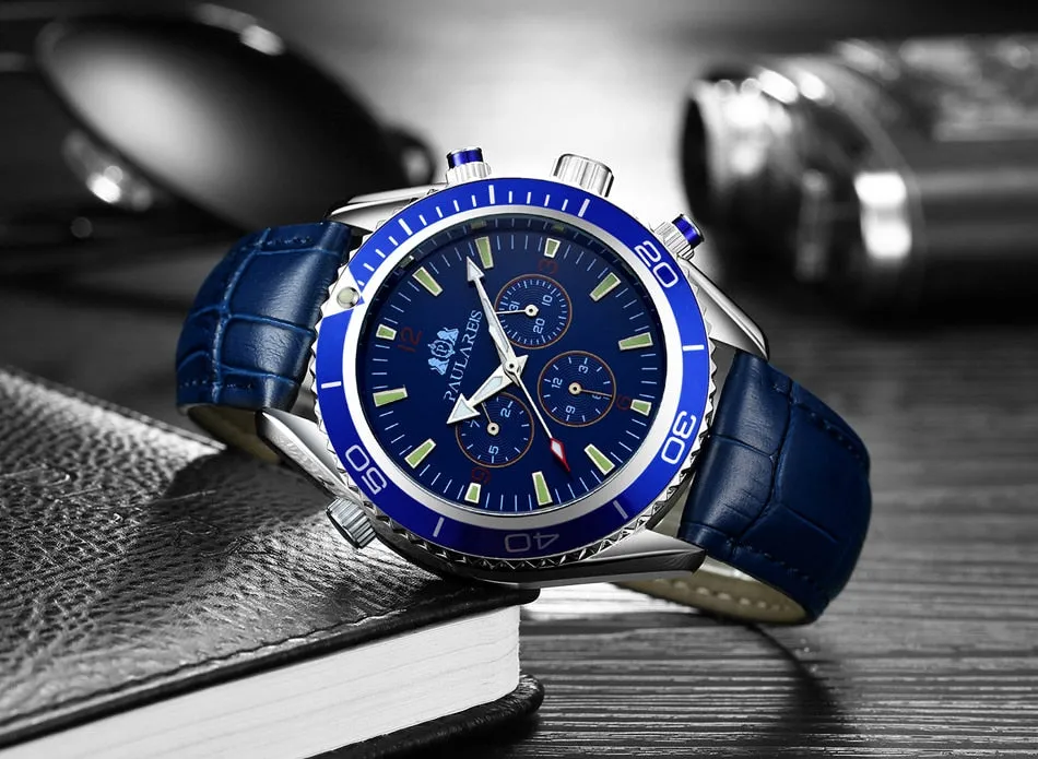 Luxury Automatic Bond Chrono Watch - Leather Strap