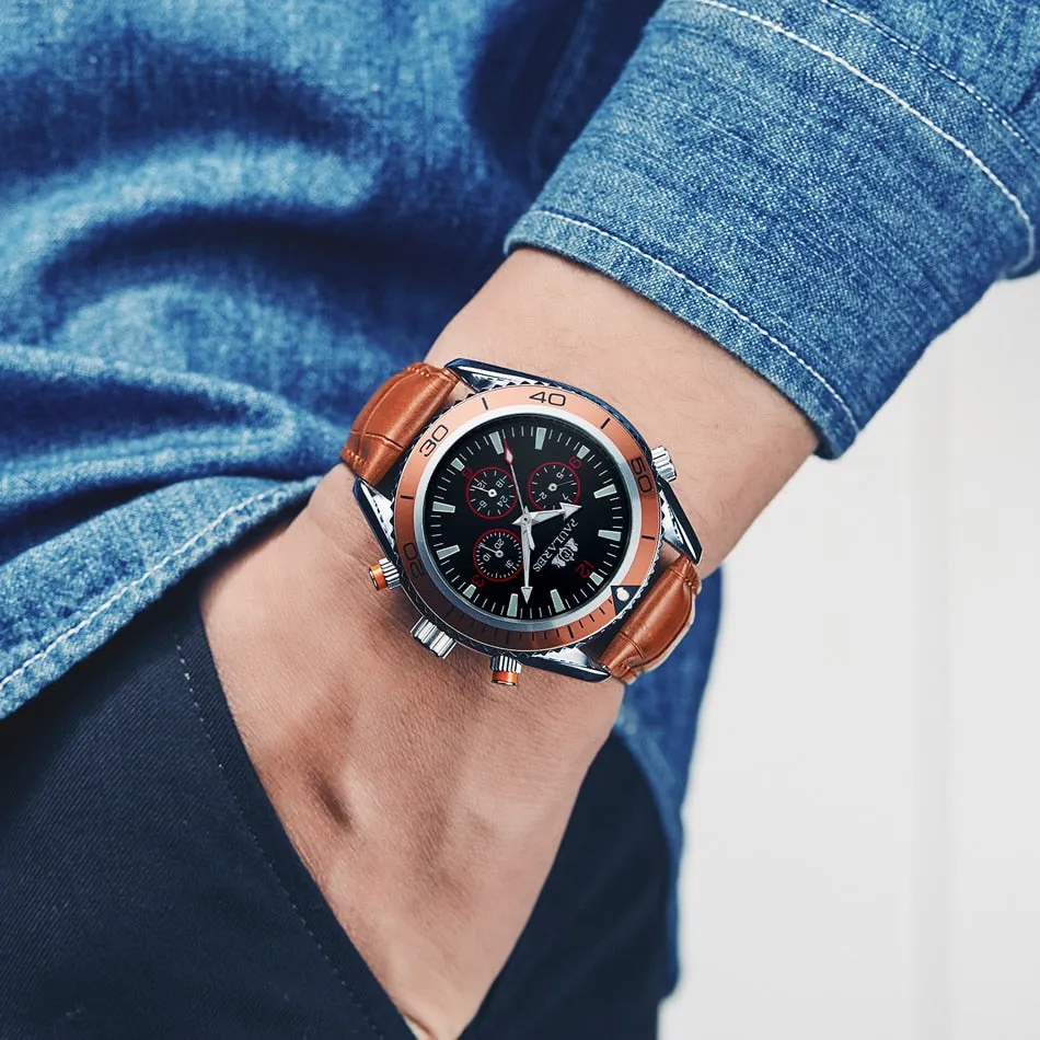 Luxury Automatic Bond Chrono Watch - Leather Strap