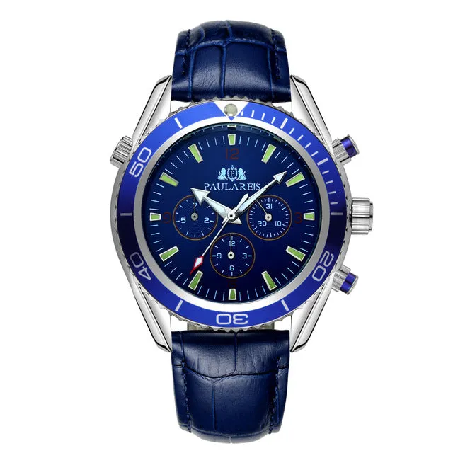 Luxury Automatic Bond Chrono Watch - Leather Strap
