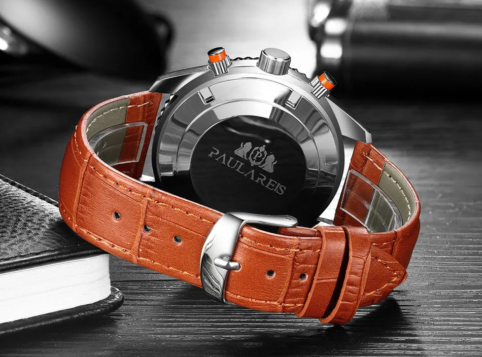 Luxury Automatic Bond Chrono Watch - Leather Strap