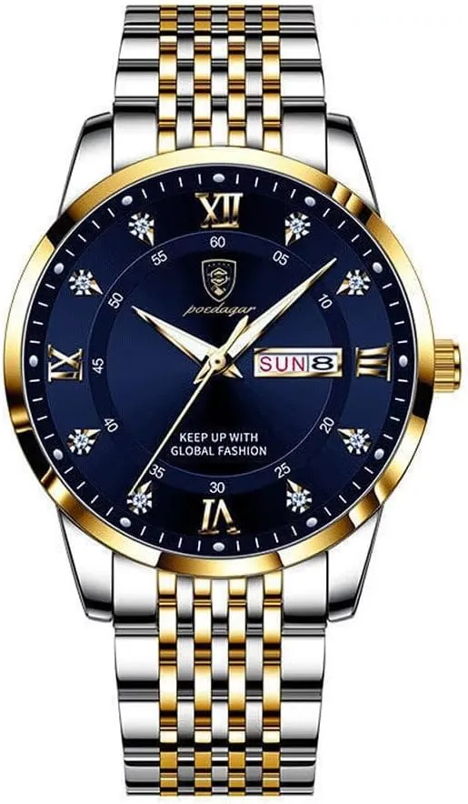 Luxury Mens Watch Business Dress Watch for Men Waterproof Stainless Steel Date Calendar Fashion Men's Wrist Watches Simple Quartz Watches