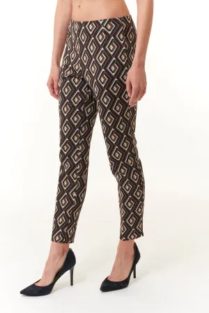 Maliparmi, Jacquard Slim Trousers in Monopetto-a-Maze Print-Italian Designer Collection