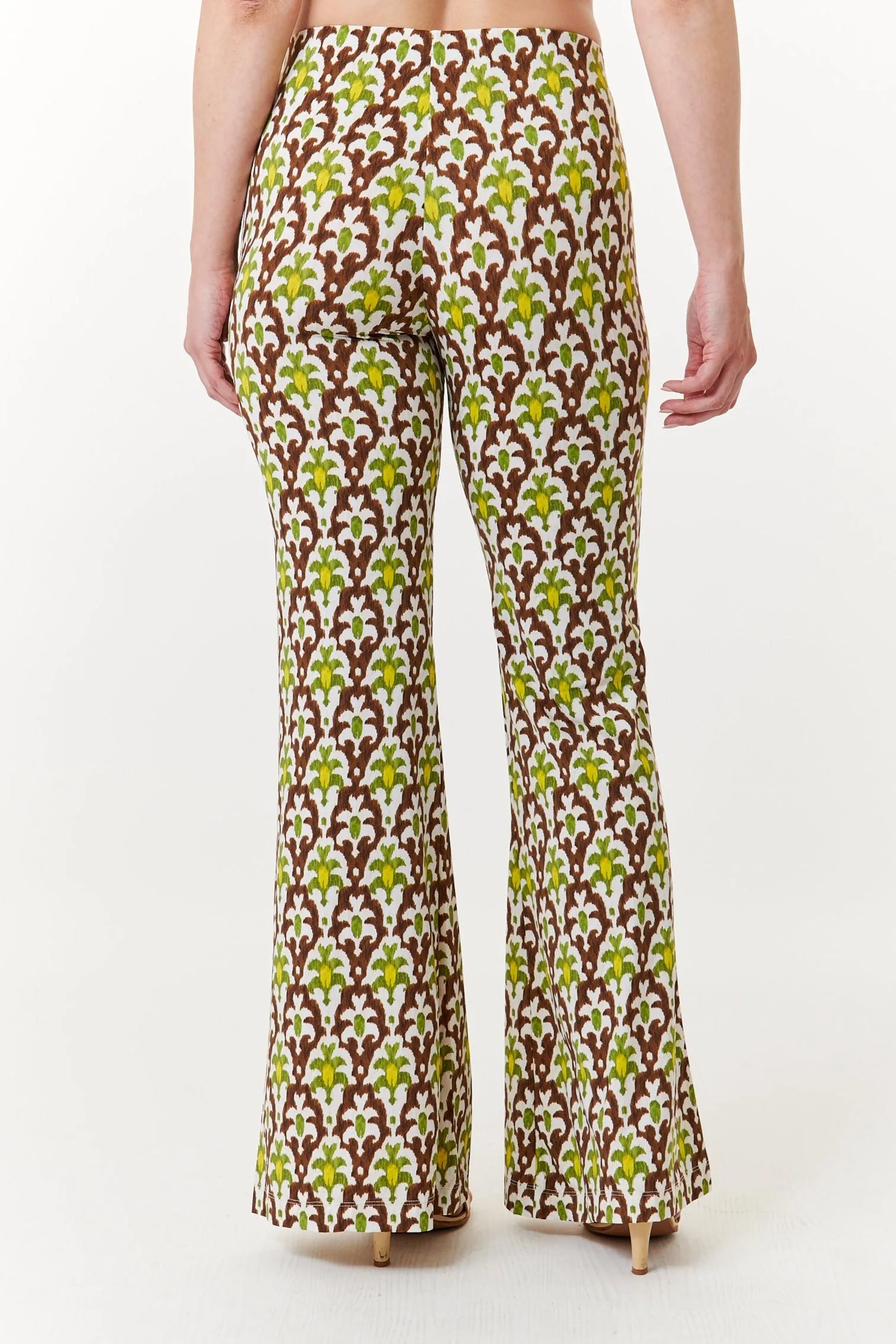 Maliparmi, Knit, Pull On Flare Trousers in officinalis print-Italian Designer Collection