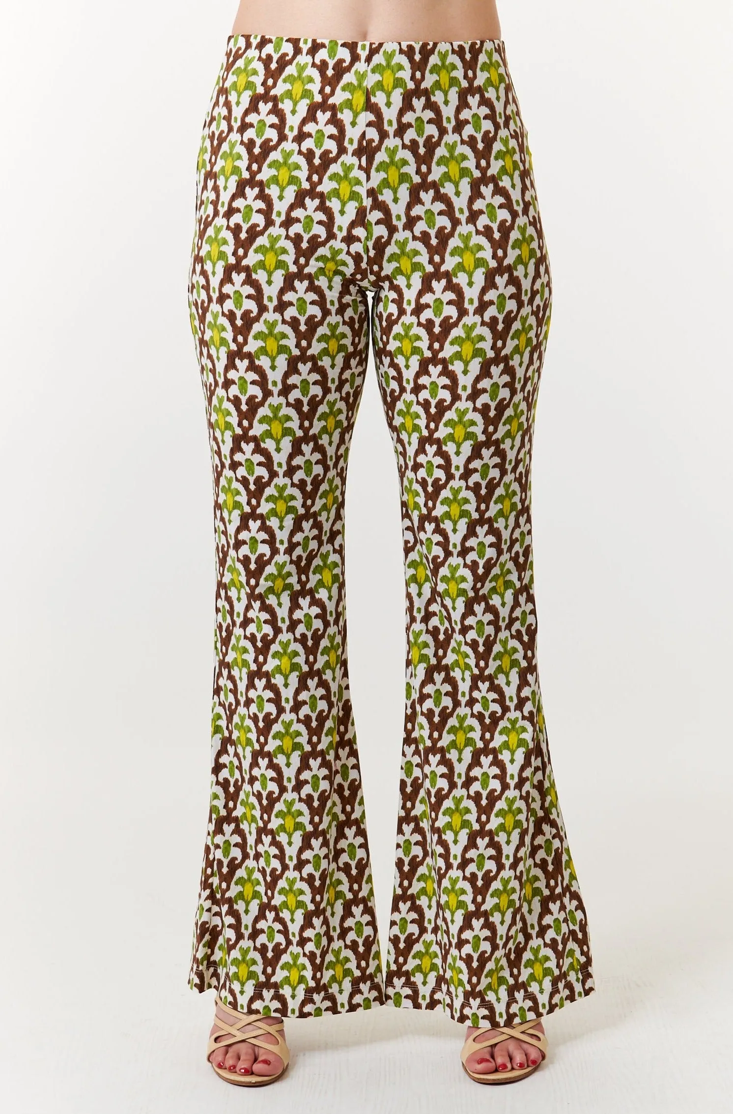 Maliparmi, Knit, Pull On Flare Trousers in officinalis print-Italian Designer Collection