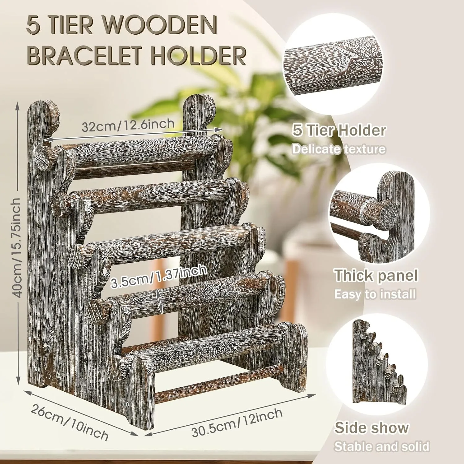 Marsui Wooden Bracelet Holder 5 Tier Bracelet Stand for Jewelry Organizer and Display