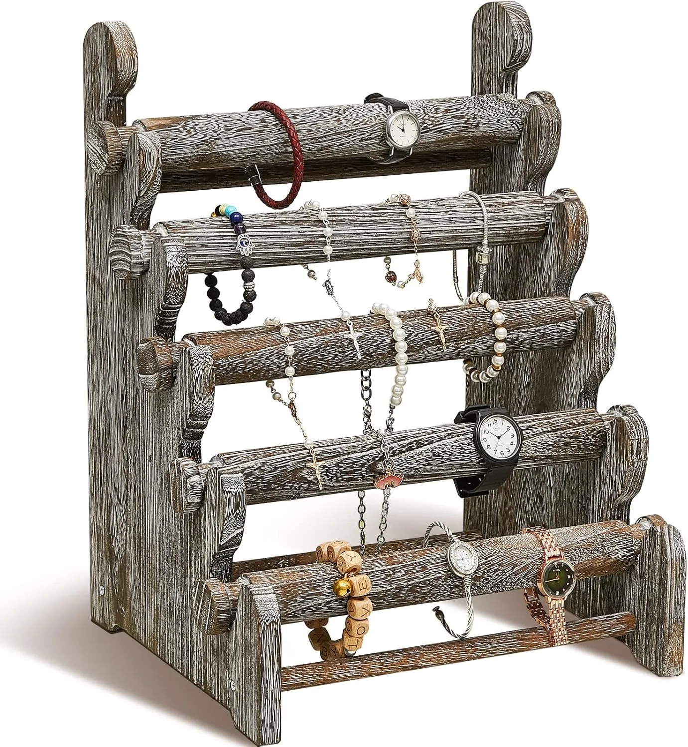 Marsui Wooden Bracelet Holder 5 Tier Bracelet Stand for Jewelry Organizer and Display