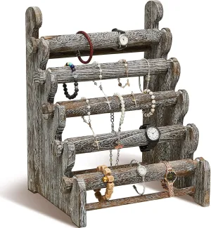 Marsui Wooden Bracelet Holder 5 Tier Bracelet Stand for Jewelry Organizer and Display
