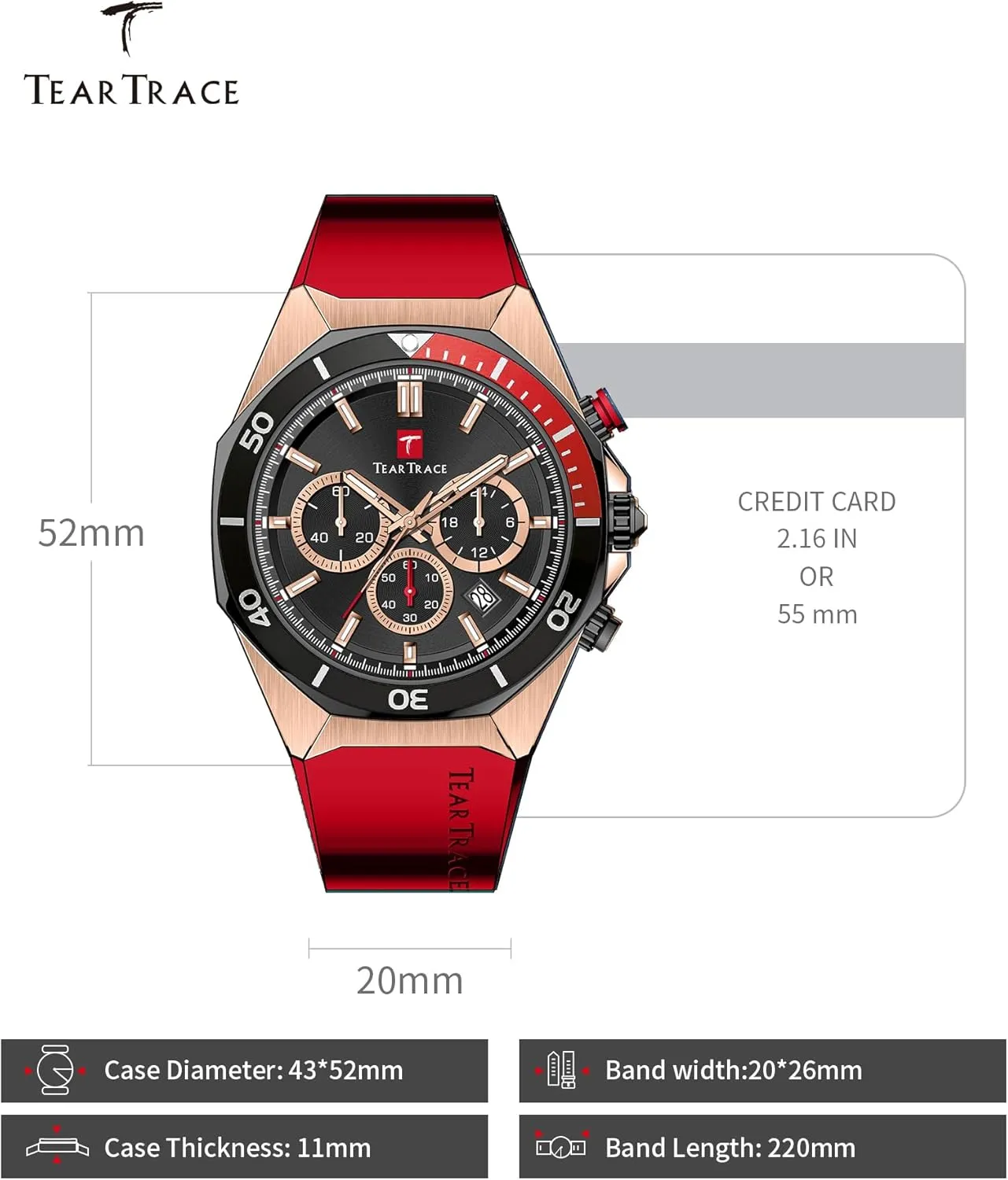 Men Watches Fashion Chronograph 3ATM Waterproof Quartz Casual Wrist Watches Multifunctional with Silicone Strap Work Watches for Men& Ideal Choice for Father's Day Gifts