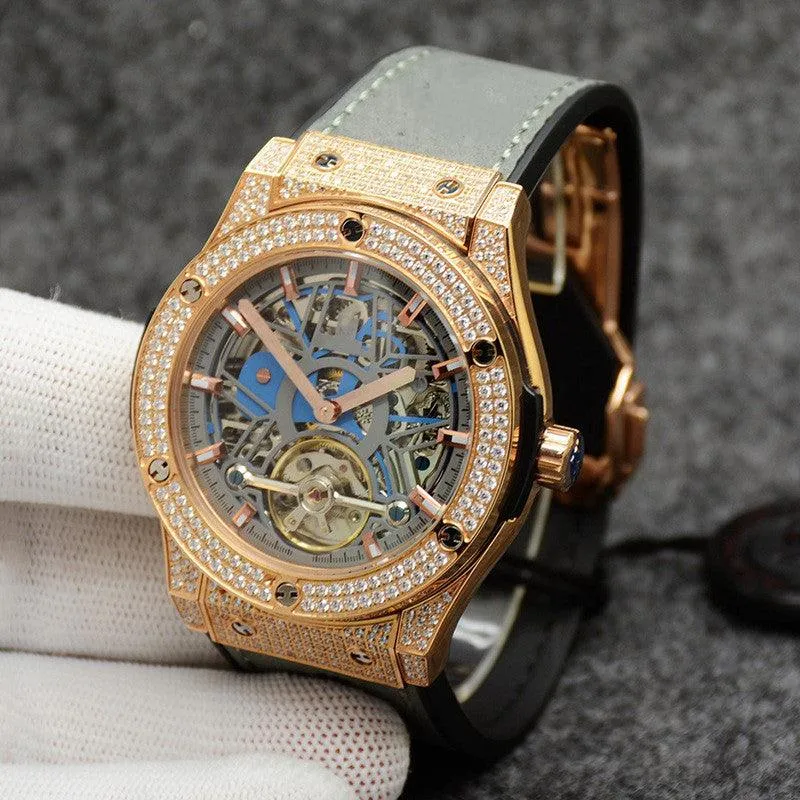 Men's And Women's Fashion Crystal Case Hollow Automatic Mechanical Watch