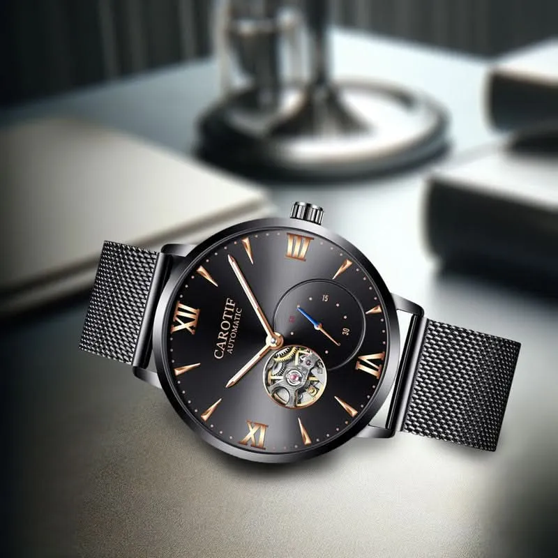 Men’s Fashion Automatic Mechanical Watch with Mesh Strap