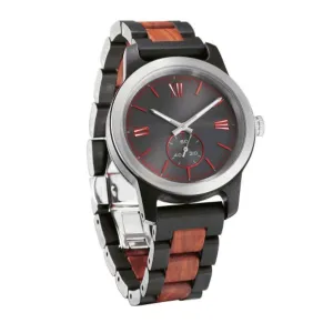 Men's Handcrafted Engraving Ebony & Rose Wood Watch - Best Gift Idea!