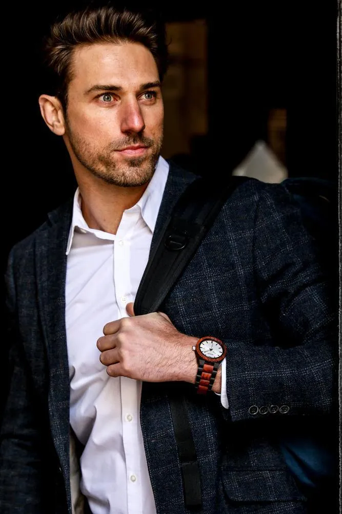 Men's Wood Watch Ebony & Rose Wooden Watch