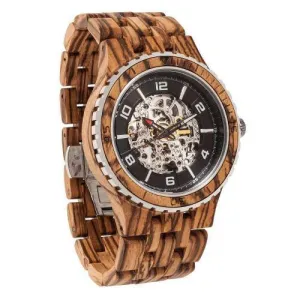 Men's Wood Watch Premium Zebra Self-Winding Transparent Body