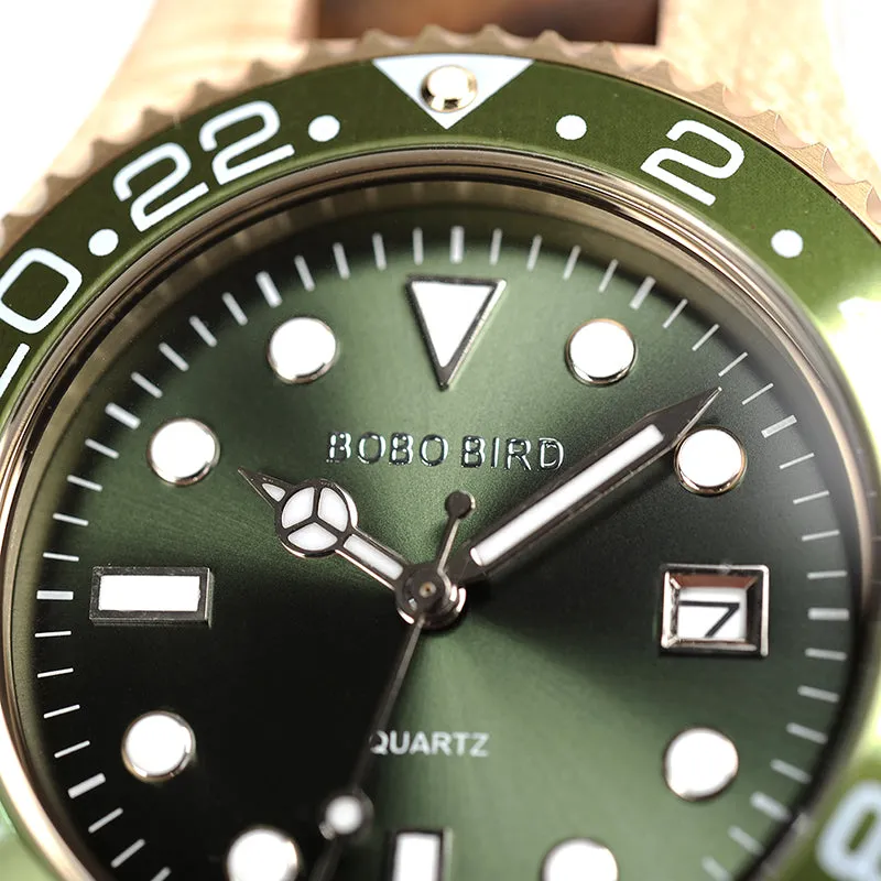 Men's Wooden Watch with All Wood Strap Quartz Analog with Diamond relojes hombre gifts in wood box