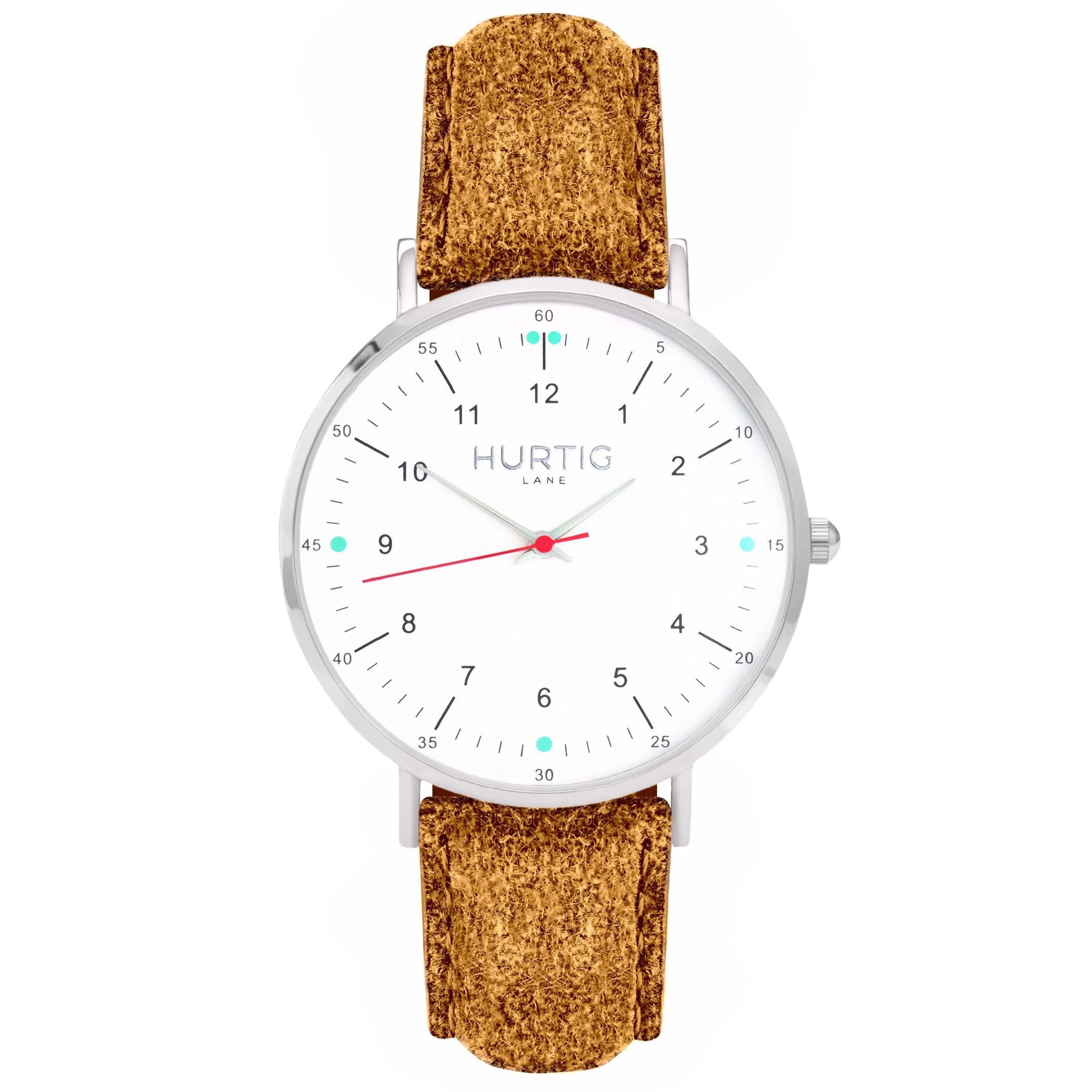 Moderna Vegan Suede Watch Silver, White & Berry