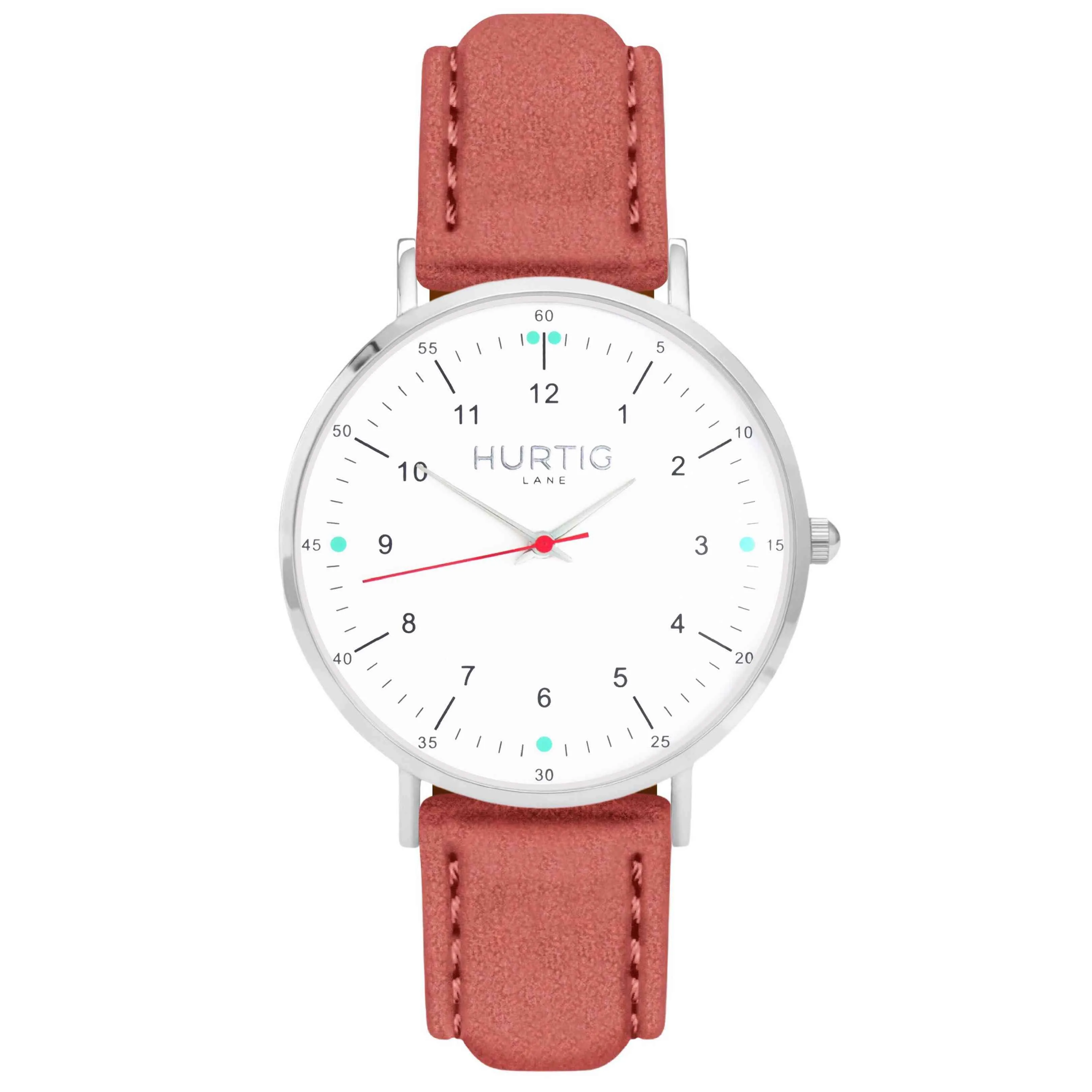 Moderna Vegan Suede Watch Silver, White & Berry