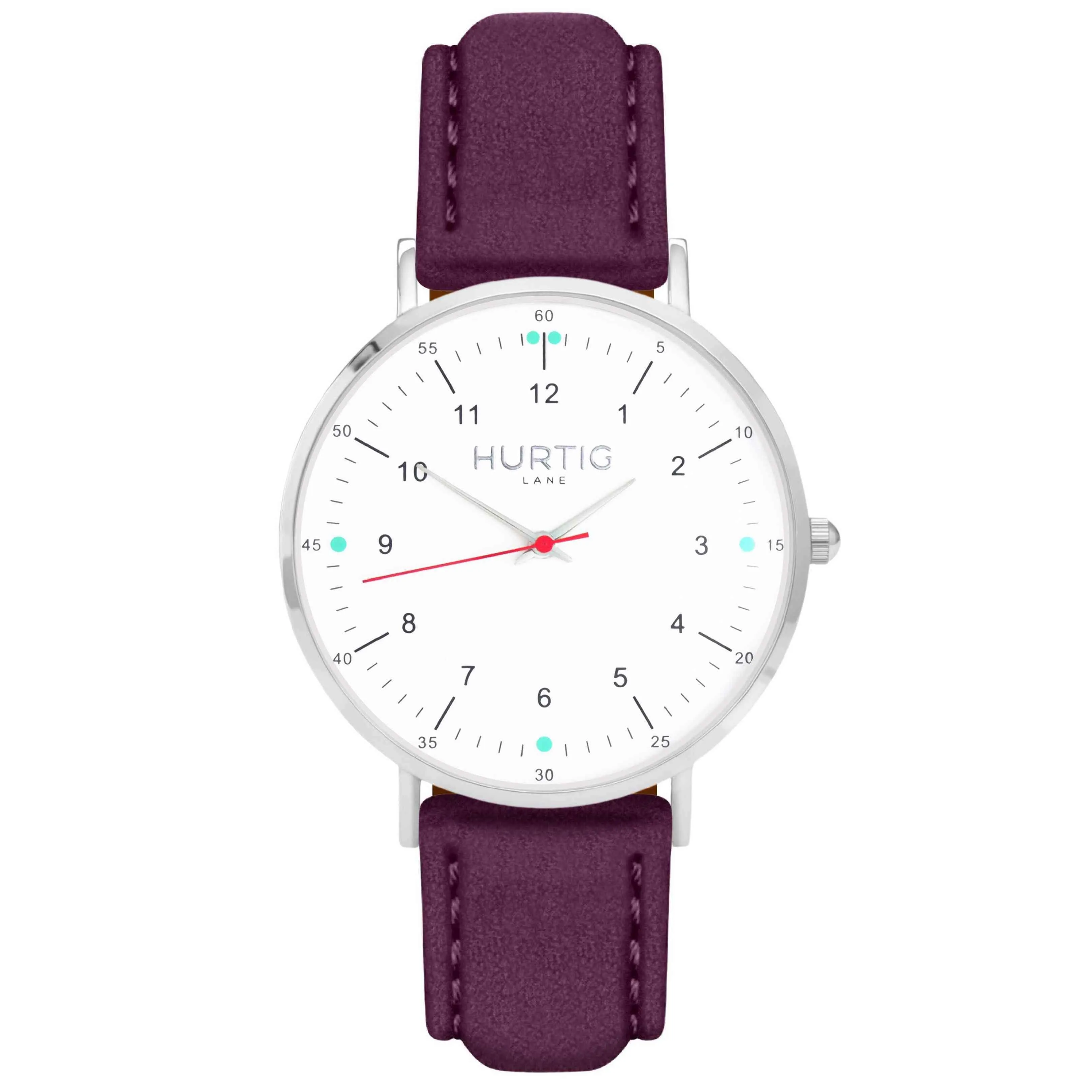 Moderna Vegan Suede Watch Silver, White & Berry