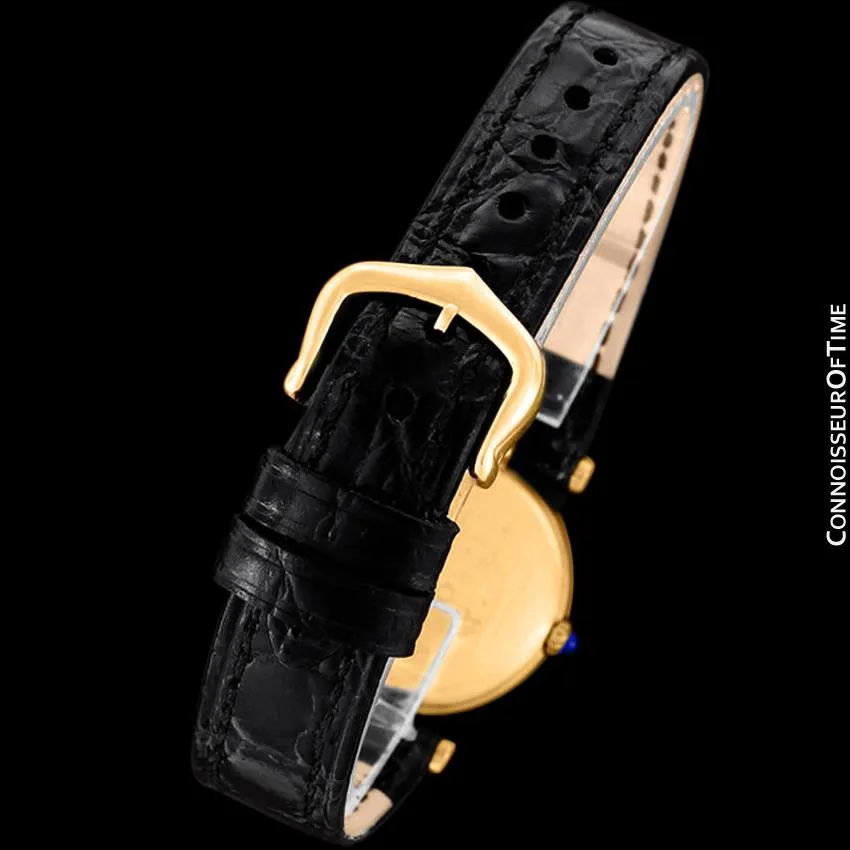 Must De Cartier Vendome Ladies Vermeil Wine Dial Watch - 18K Gold Over Sterling Silver with Diamonds