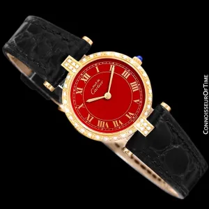 Must De Cartier Vendome Ladies Vermeil Wine Dial Watch - 18K Gold Over Sterling Silver with Diamonds