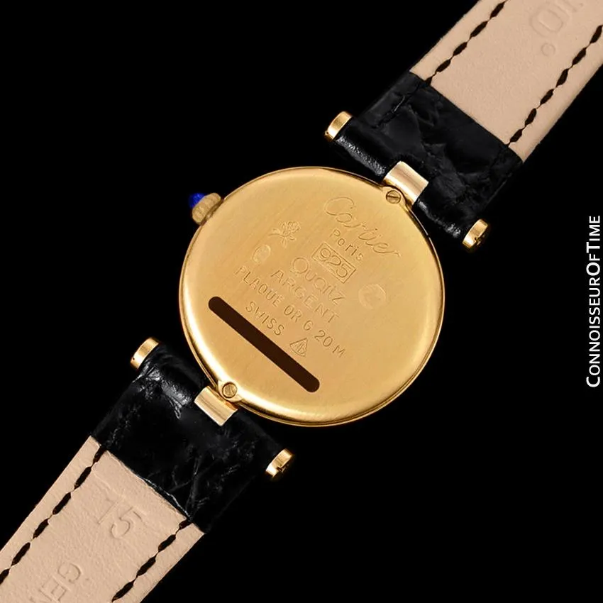 Must De Cartier Vendome Ladies Vermeil Wine Dial Watch - 18K Gold Over Sterling Silver with Diamonds