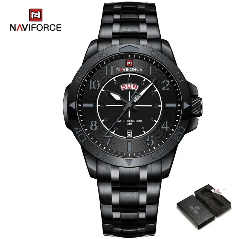 NAVIFORCE  Brand Fashion Stainless Steel Strap Waterproof Quartz Men's Sport Watches NF9204S  Wristwatch 2023 New