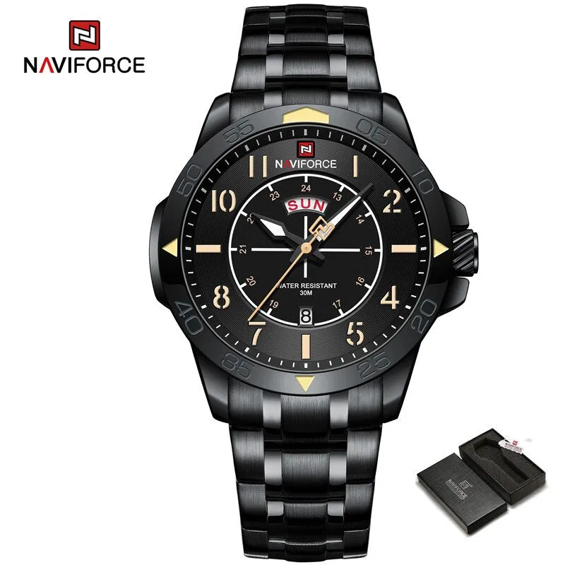NAVIFORCE  Brand Fashion Stainless Steel Strap Waterproof Quartz Men's Sport Watches NF9204S  Wristwatch 2023 New