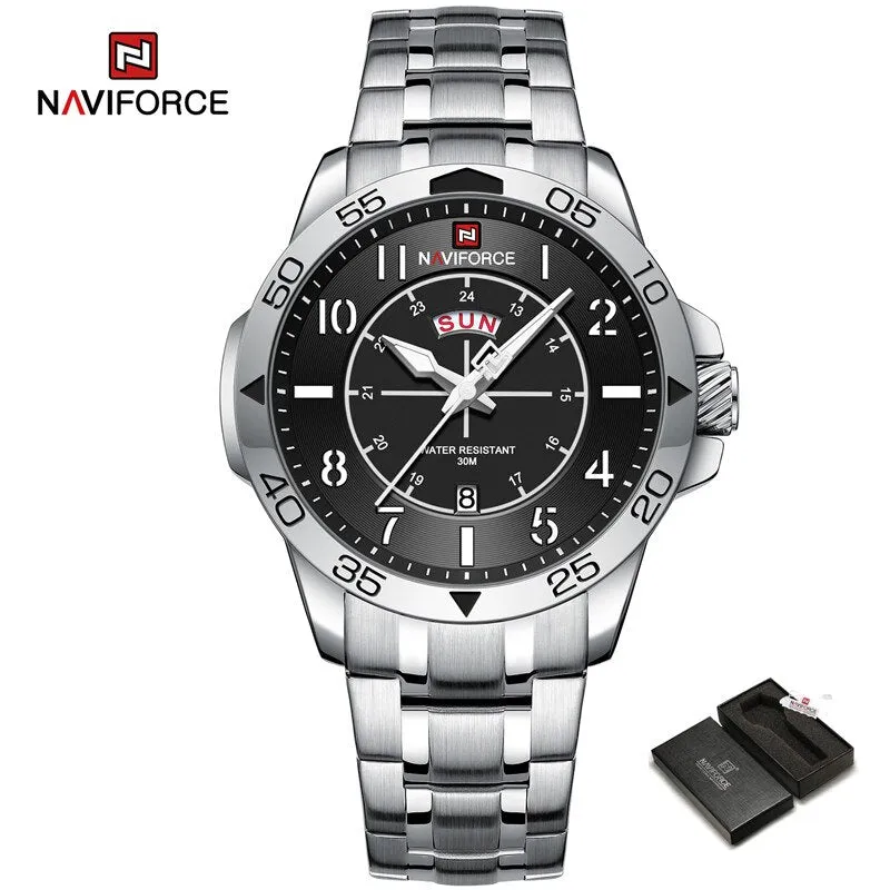 NAVIFORCE  Brand Fashion Stainless Steel Strap Waterproof Quartz Men's Sport Watches NF9204S  Wristwatch 2023 New