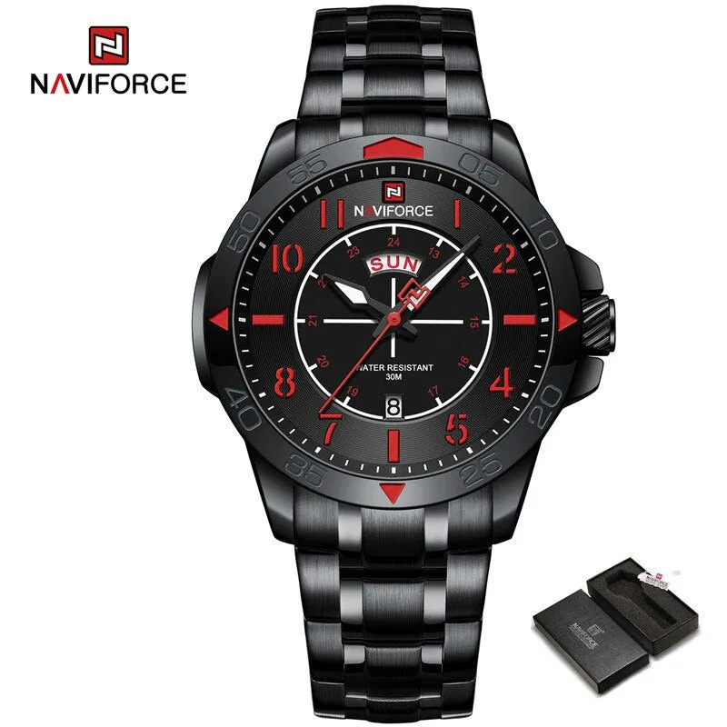 NAVIFORCE  Brand Fashion Stainless Steel Strap Waterproof Quartz Men's Sport Watches NF9204S  Wristwatch 2023 New