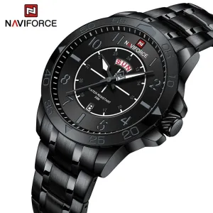 NAVIFORCE  Brand Fashion Stainless Steel Strap Waterproof Quartz Men's Sport Watches NF9204S  Wristwatch 2023 New
