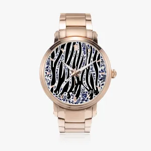 New  Zebra Drip - Tablue Steel Strap Automatic Watch (With Indicators)
