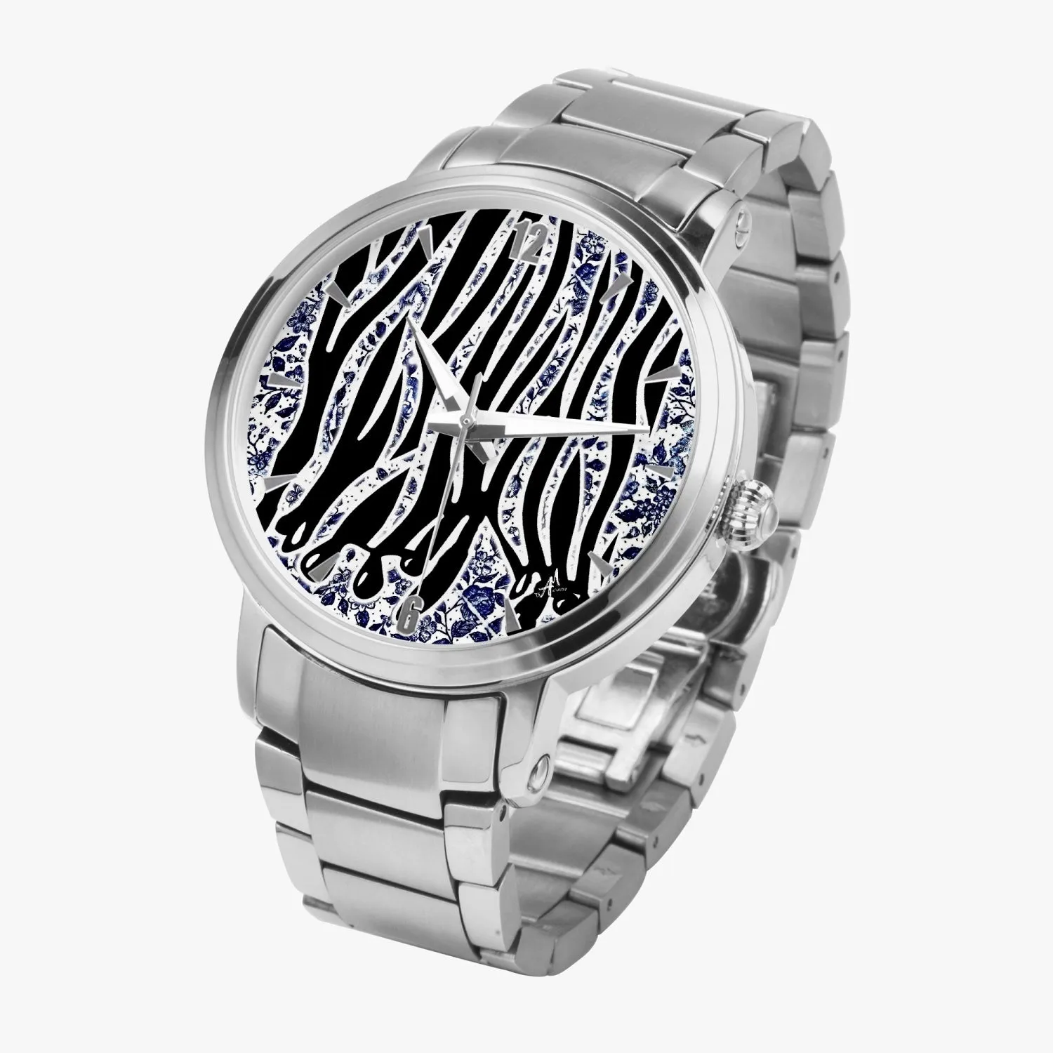 New  Zebra Drip - Tablue Steel Strap Automatic Watch (With Indicators)