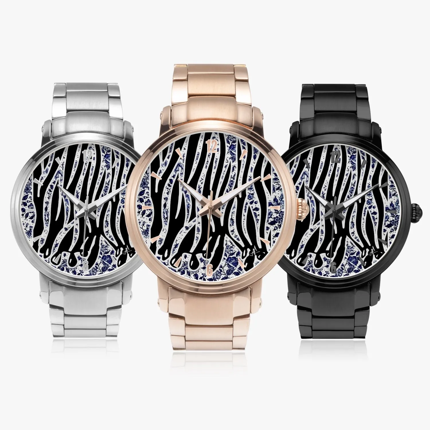 New  Zebra Drip - Tablue Steel Strap Automatic Watch (With Indicators)