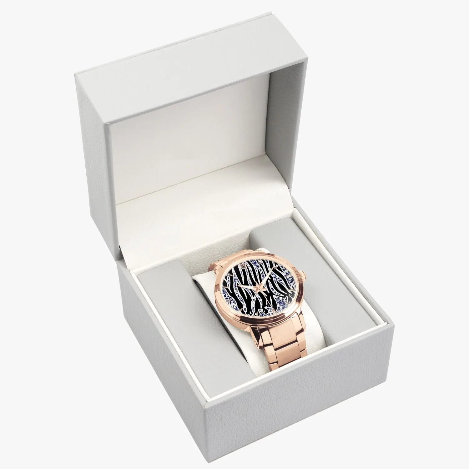 New  Zebra Drip - Tablue Steel Strap Automatic Watch (With Indicators)