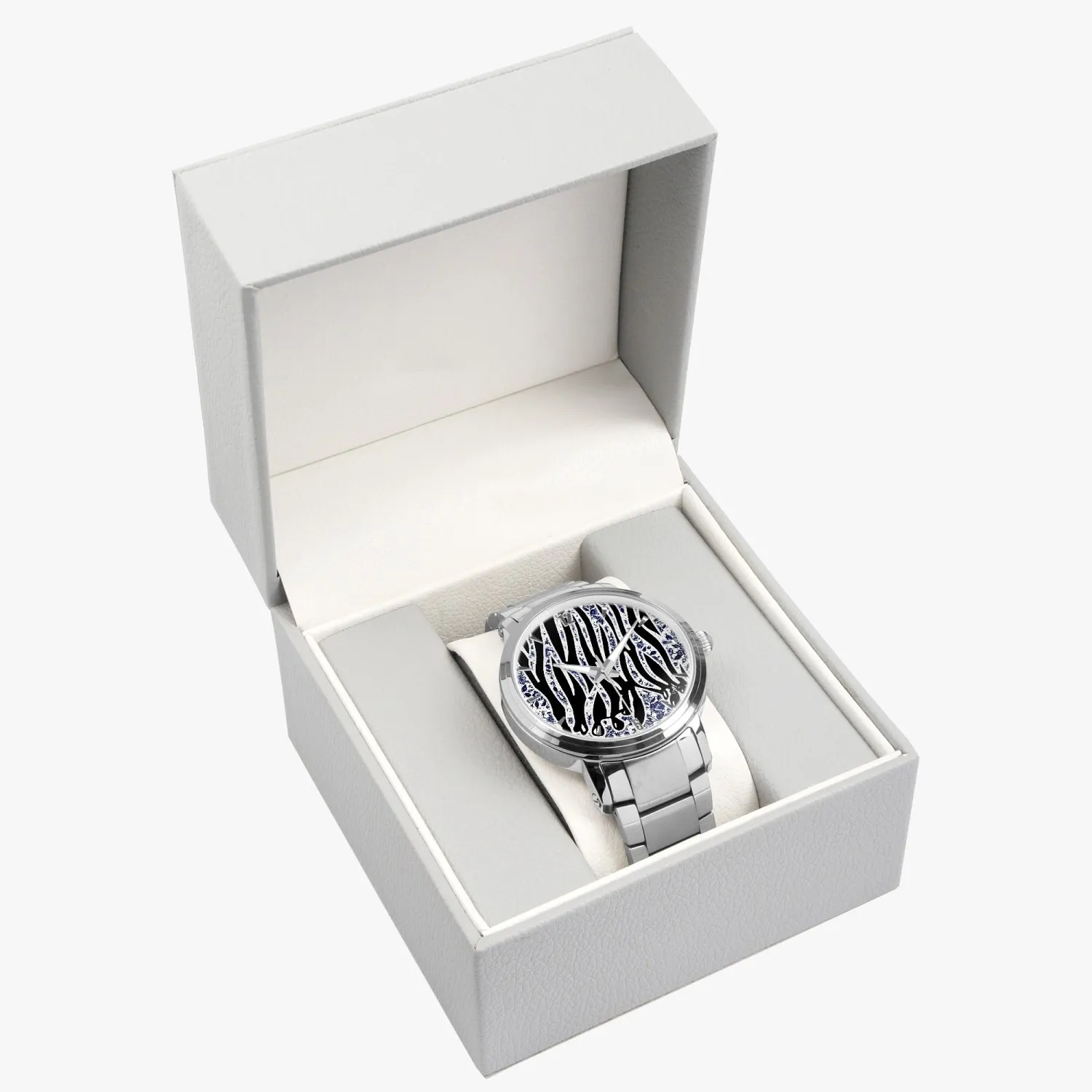New  Zebra Drip - Tablue Steel Strap Automatic Watch (With Indicators)