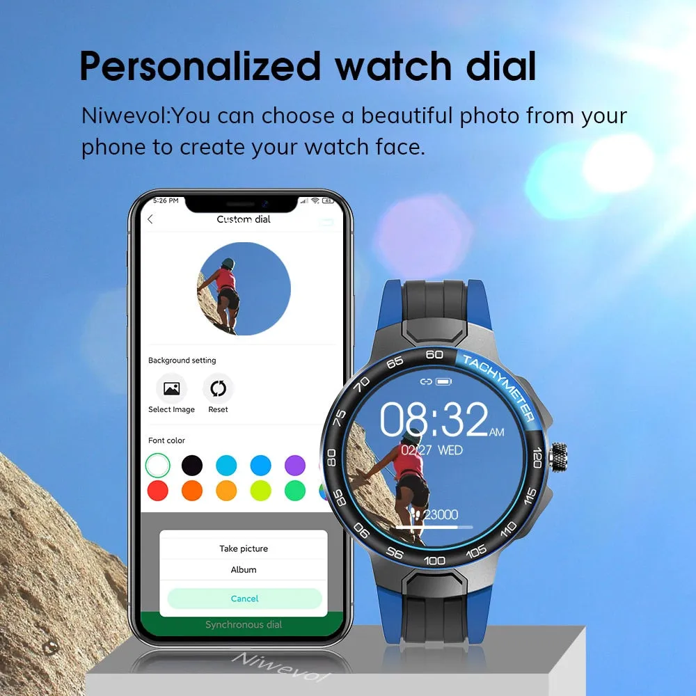 Niwevol Sports Smart Watch Men Multisport Mode IP68 Waterproof Custom Dial Smartwatch for Android IOS Heart Rate Fitness Watches